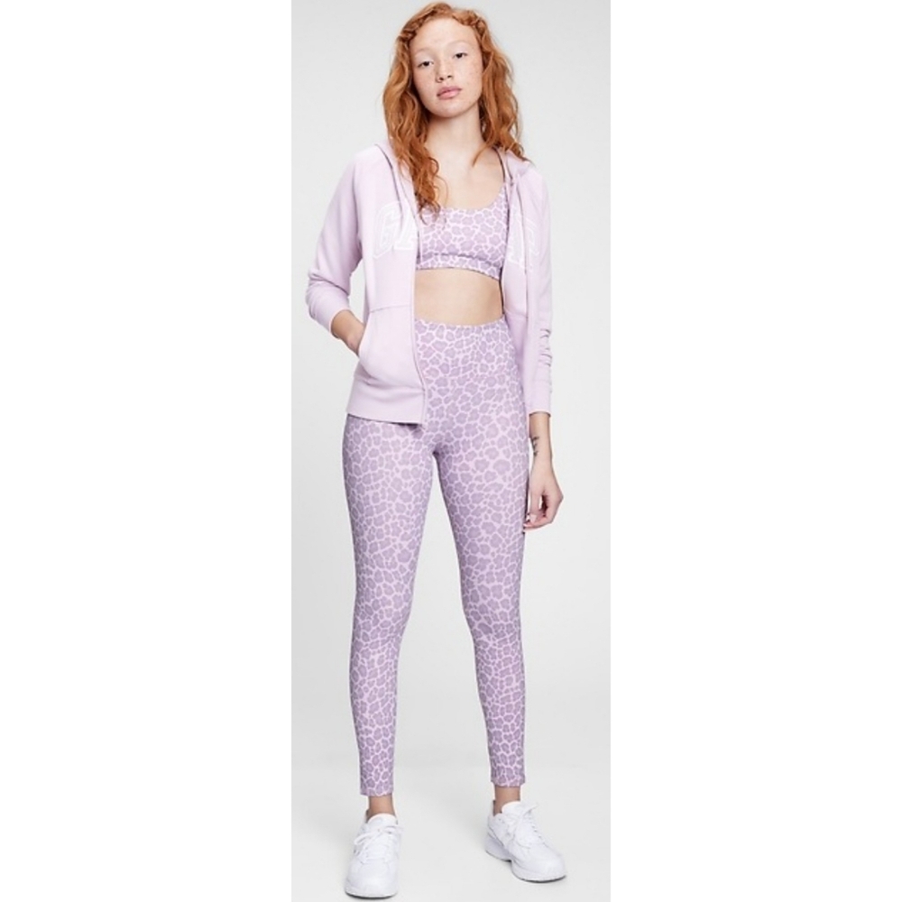 GapFit Studio Sky High Legging Purple Leopard Size M